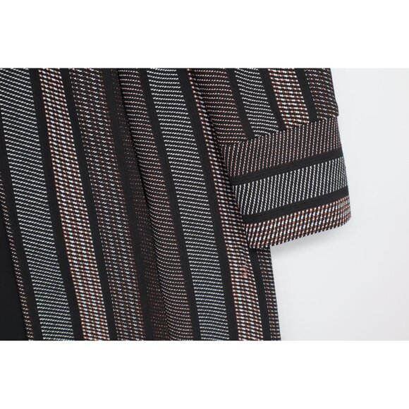 Chicos Open Front Long Striped Coat Rose Gold Glitter Copper Womens Size 4/6 - Picture 7 of 14